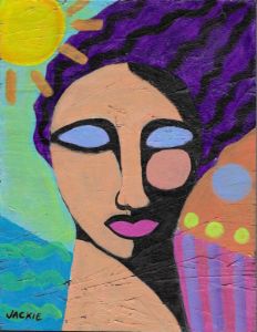 Colorful Abstract Portrait of outlet a Woman Abstract Acrylic Painting on OSB Board